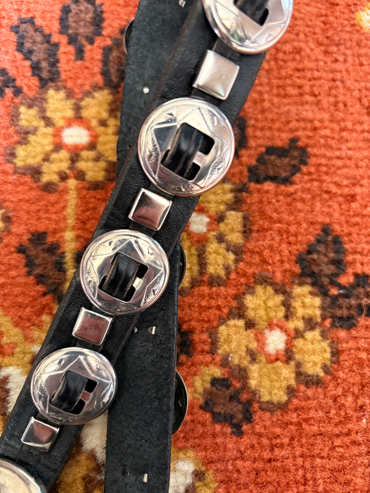 Black + Silver Leather Belt