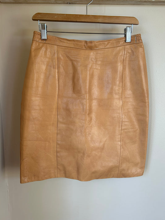 Vintage | Camel Leather Skirt