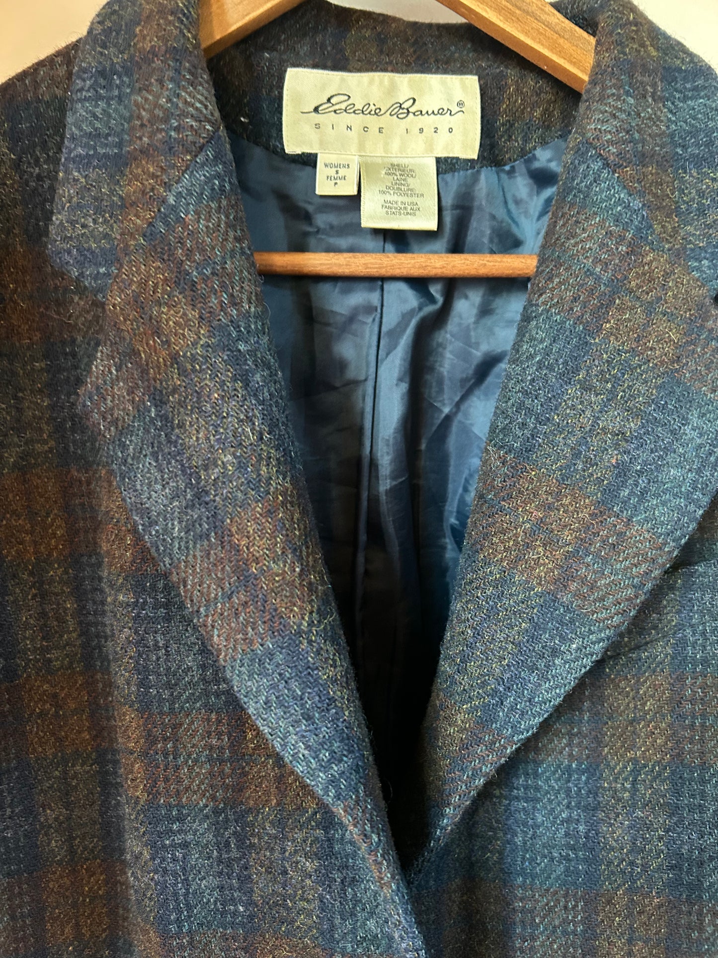 Vintage | Wool Blazer Navy + Brown