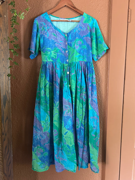 Vintage |  Floral Button Up Dress