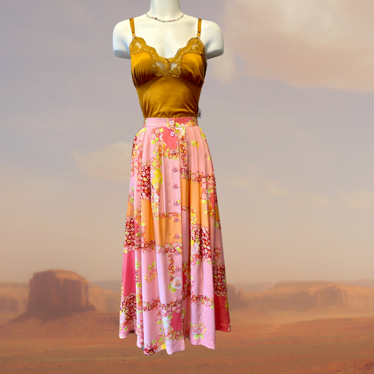 Vintage | Silk Skirt Flowers