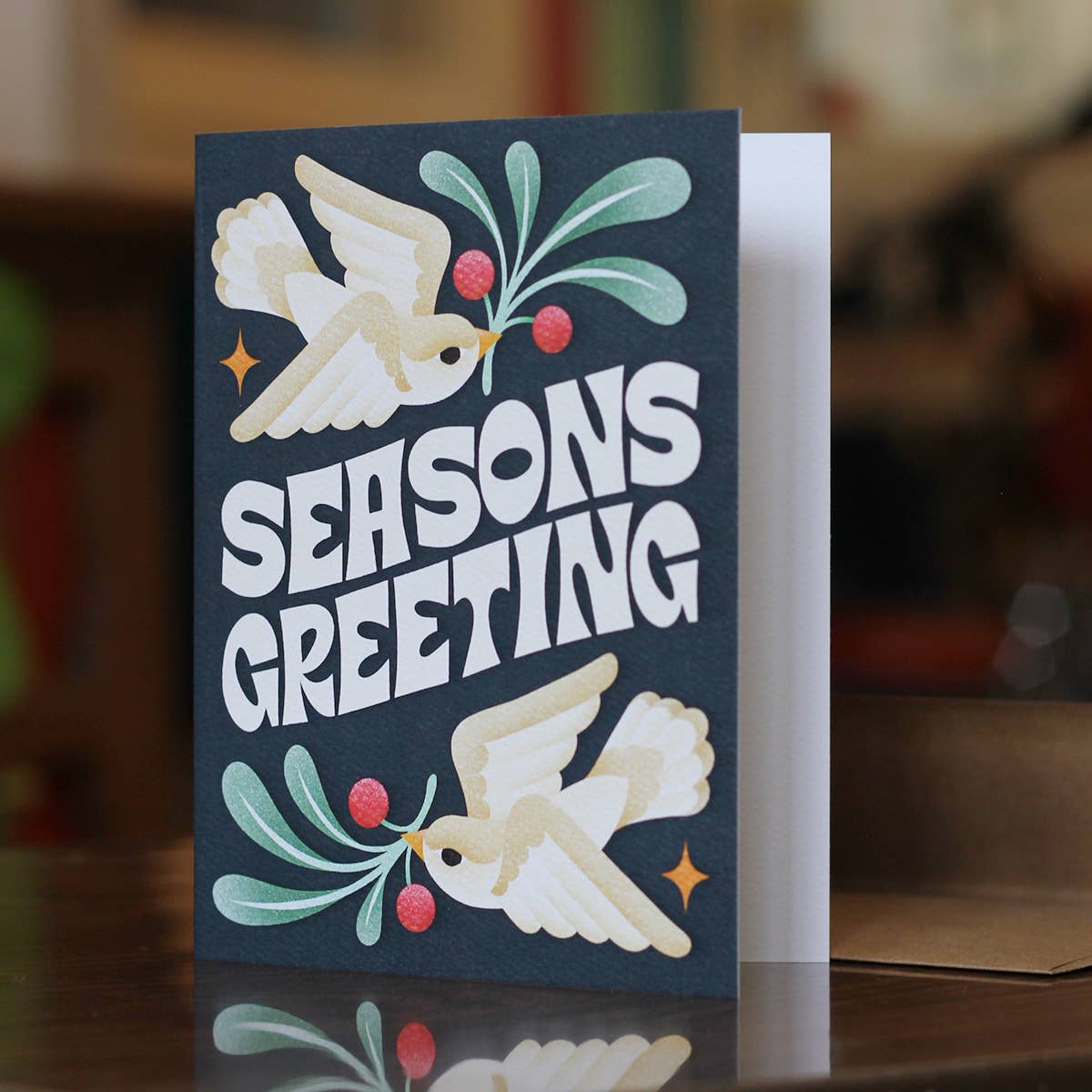 Seasons Greetings Birds Christmas Card | Holiday Card