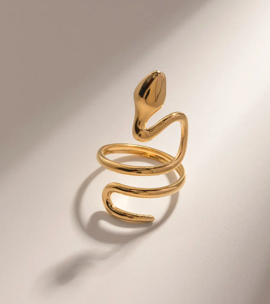 Snake Wrap long finger- Open Gold Steel PVD long lasting