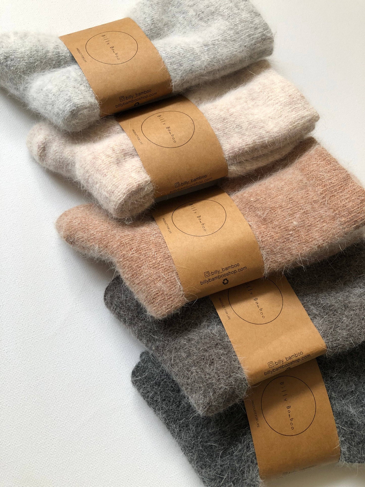 FLUFFY ANGORA SOCKS - NEUTRAL: Oat