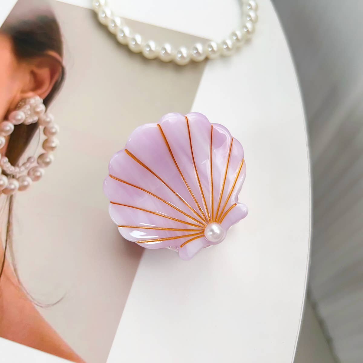 Hair Claw Clip | Shell Floral Blue