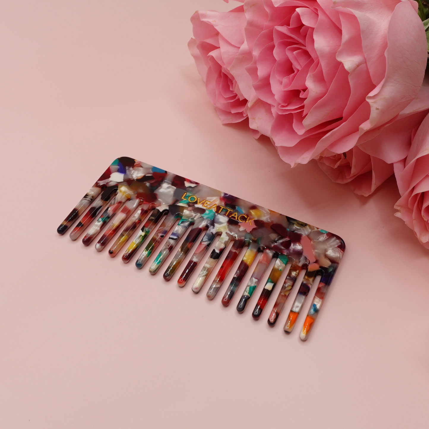 Wide Tooth Detangling Cellulose Acetate  Hair Combs: Dark Tortoiseshell