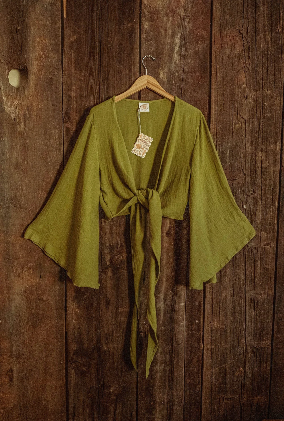 Bell Sleeve Wrap Top |Brown