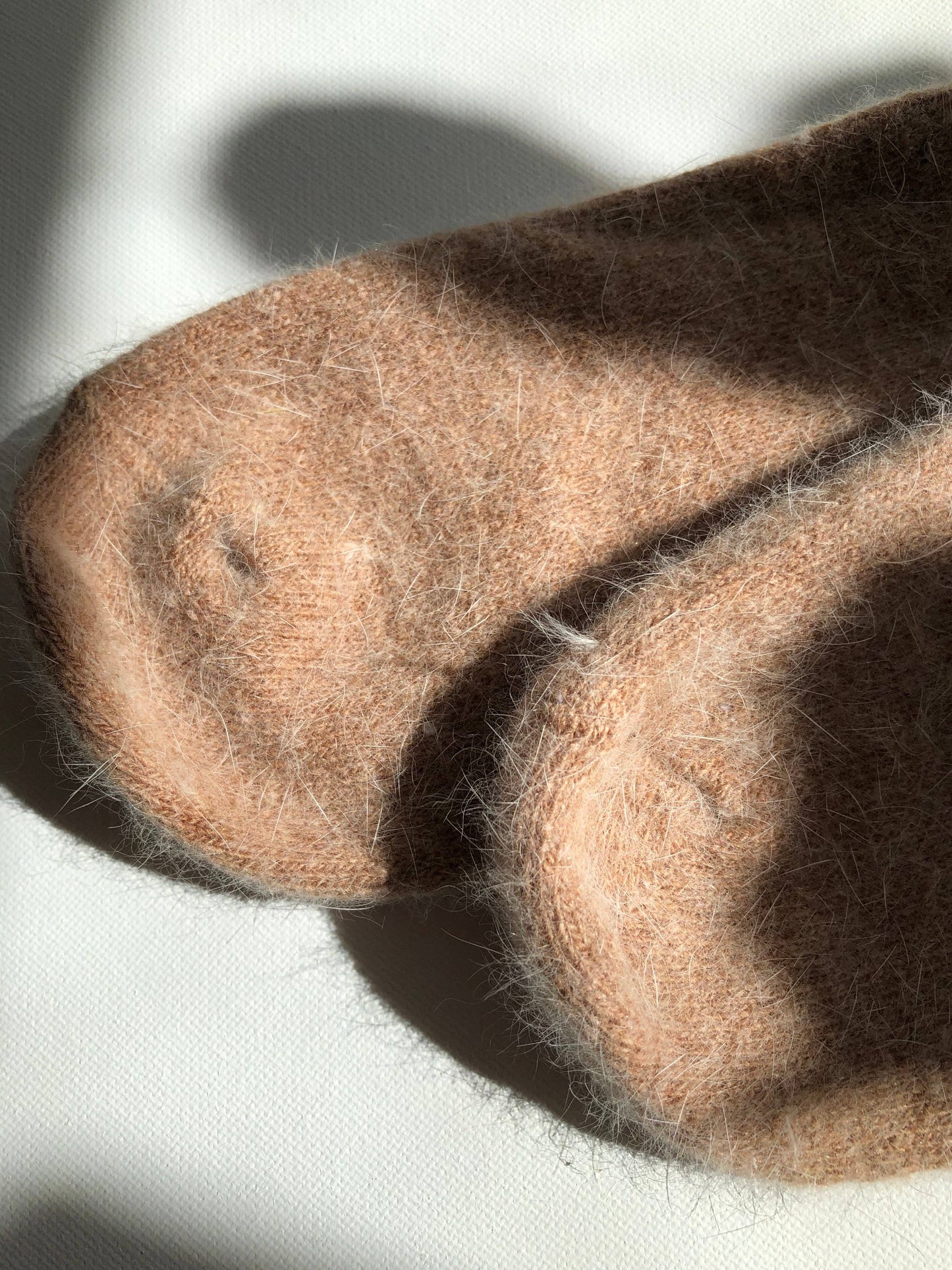 FLUFFY ANGORA SOCKS - NEUTRAL: Mushroom