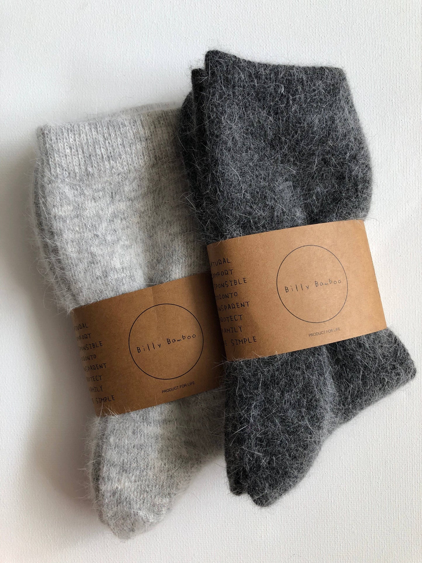 FLUFFY ANGORA SOCKS - NEUTRAL: Mushroom