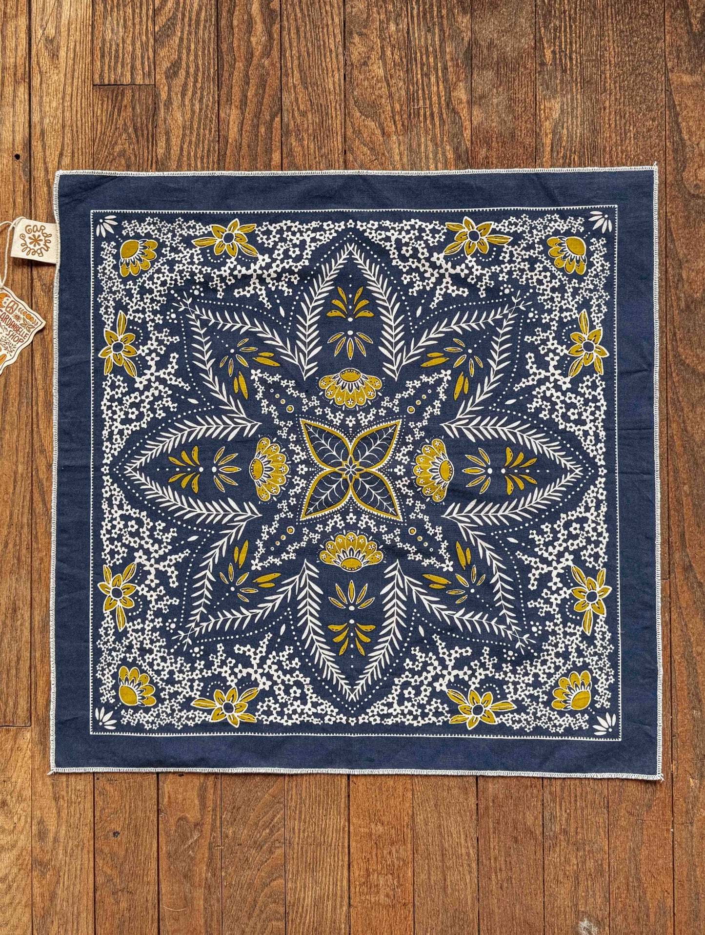 Boho Cotton Handmade Bandana Headscarf  : Sargasso Sea Meadowwheel