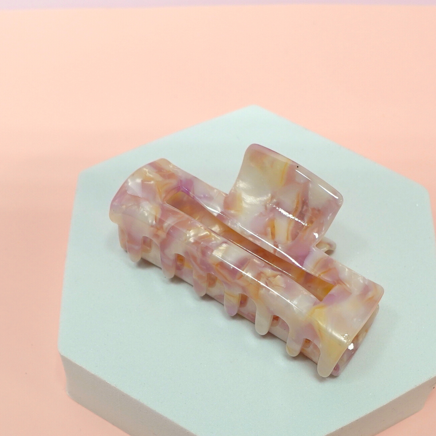 Sara Cellulose Acetate Hair Claw Clips: Pink Yellow Multi