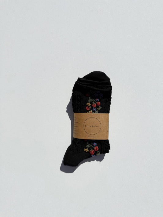 WILD STRAWBERRY SOCKS: Black pearl