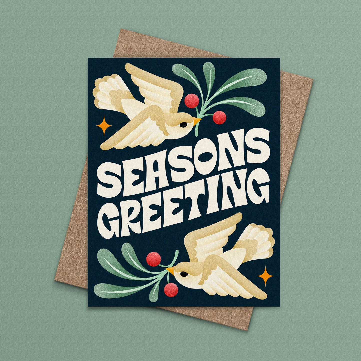 Seasons Greetings Birds Christmas Card | Holiday Card