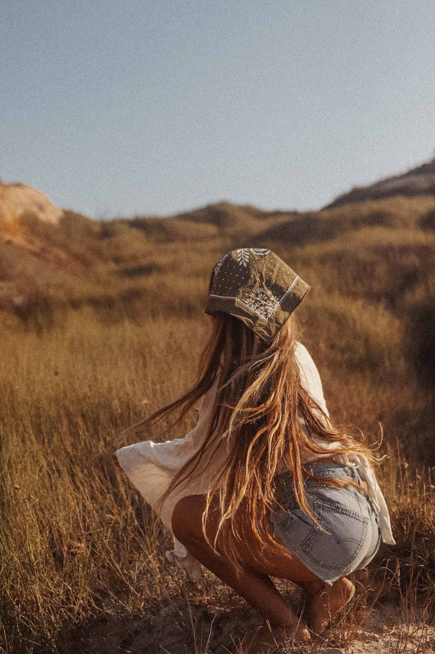 Boho Cotton Handmade Bandana Headscarf  : Sargasso Sea Meadowwheel