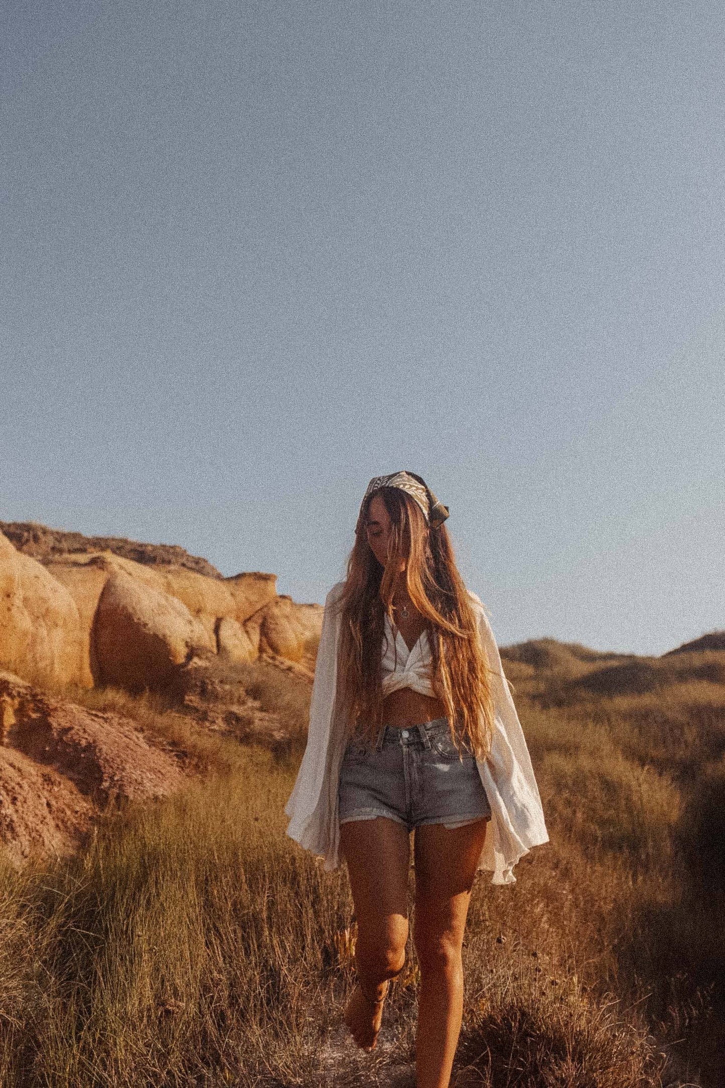 Boho Cotton Handmade Bandana Headscarf  : Sargasso Sea Meadowwheel