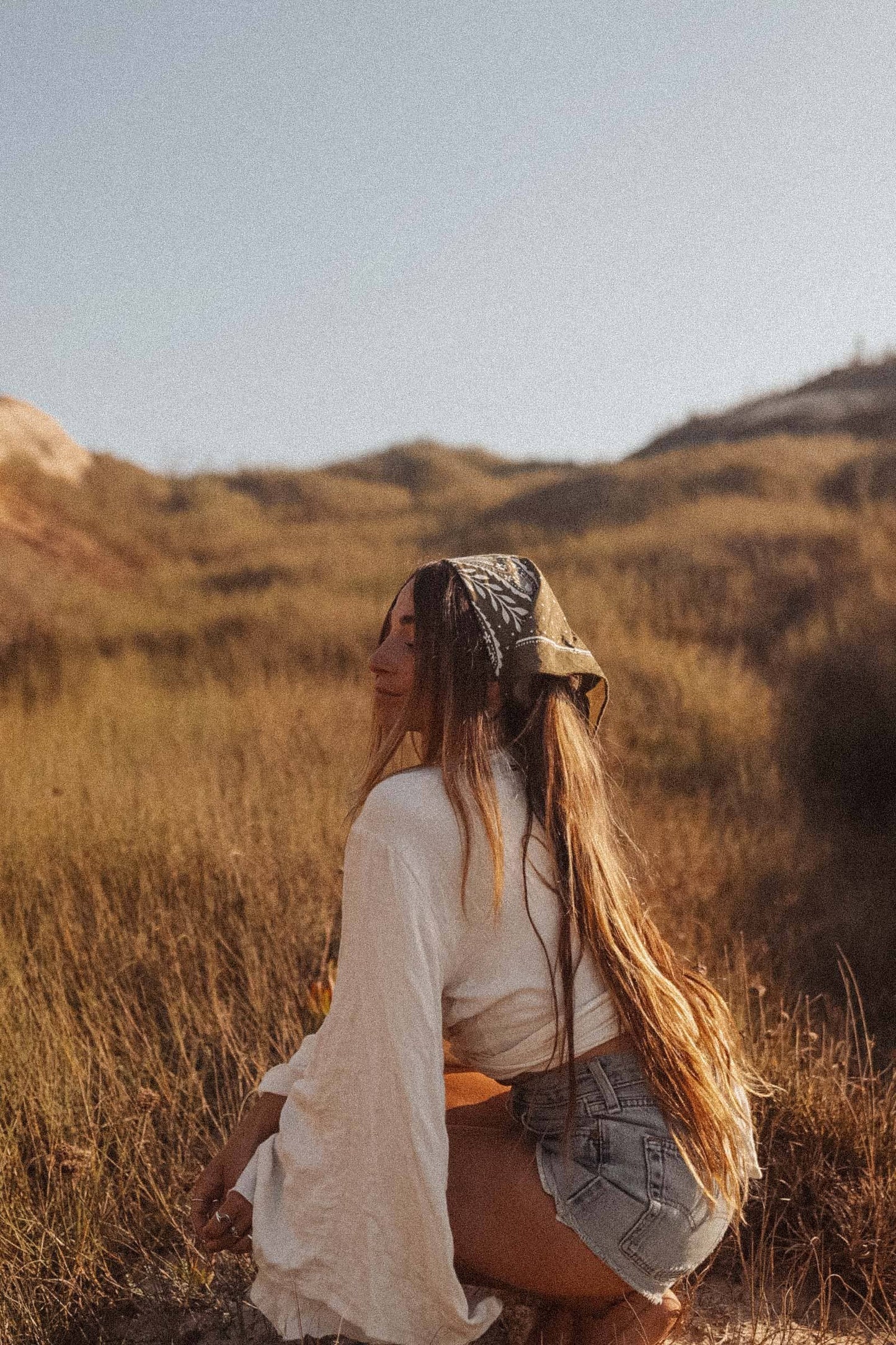 Boho Cotton Handmade Bandana Headscarf  : Sargasso Sea Meadowwheel
