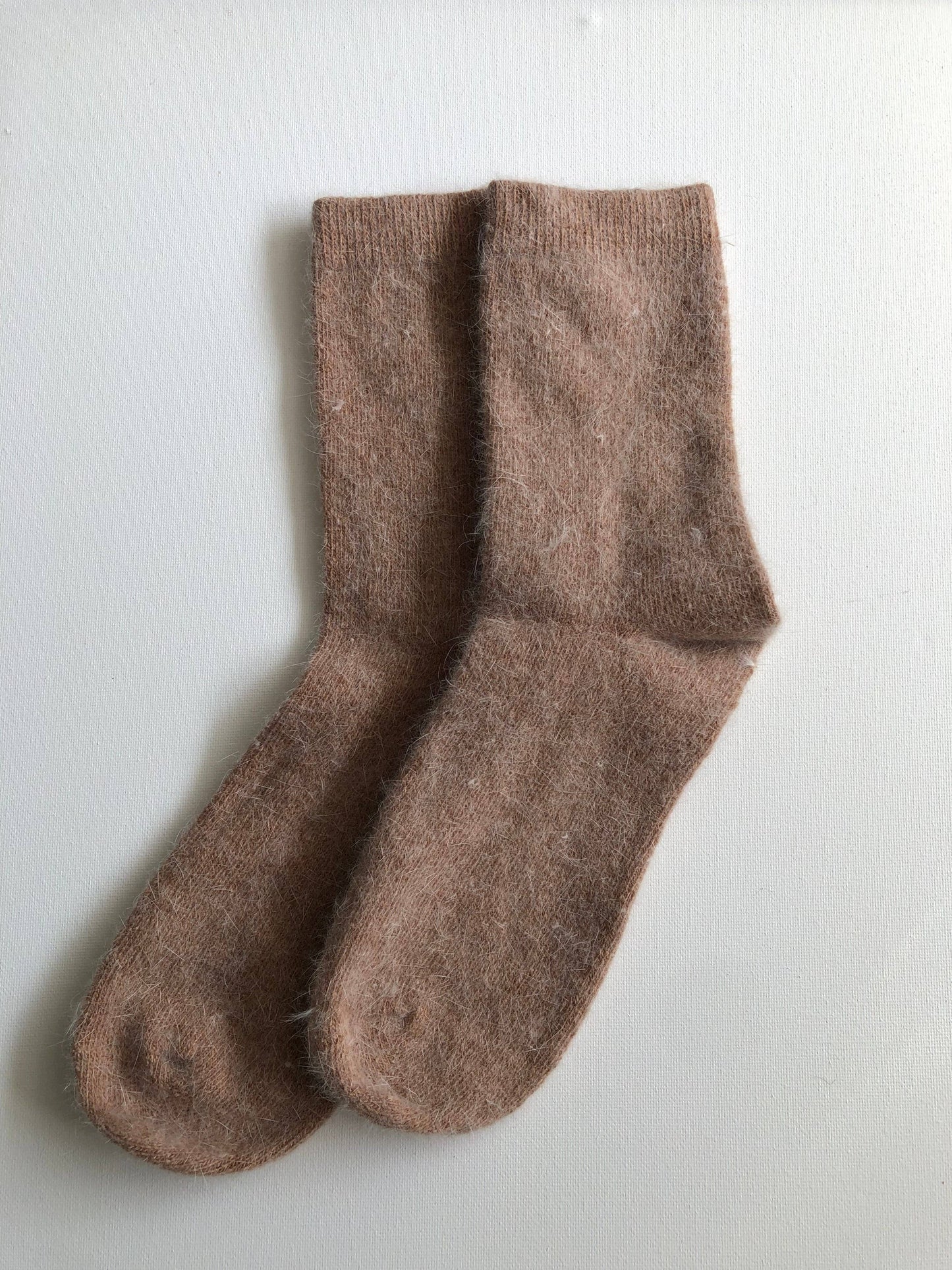 FLUFFY ANGORA SOCKS - NEUTRAL: Mushroom