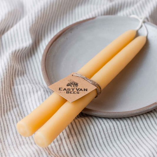 Hand-dipped beeswax taper Candles- 8"/9"/10"/11 - 1 Pair: 8"