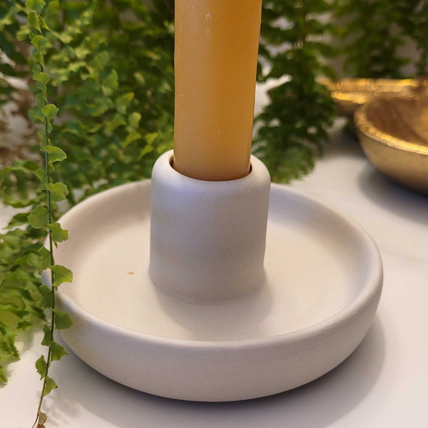 Nordic - Hygge style Ceramic Candlestick Holder: Beige