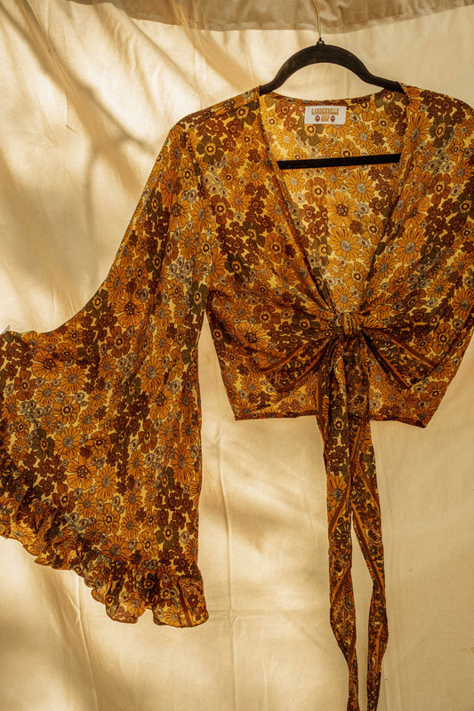 Silk Bell Sleeve Top  |  Gold / Regular