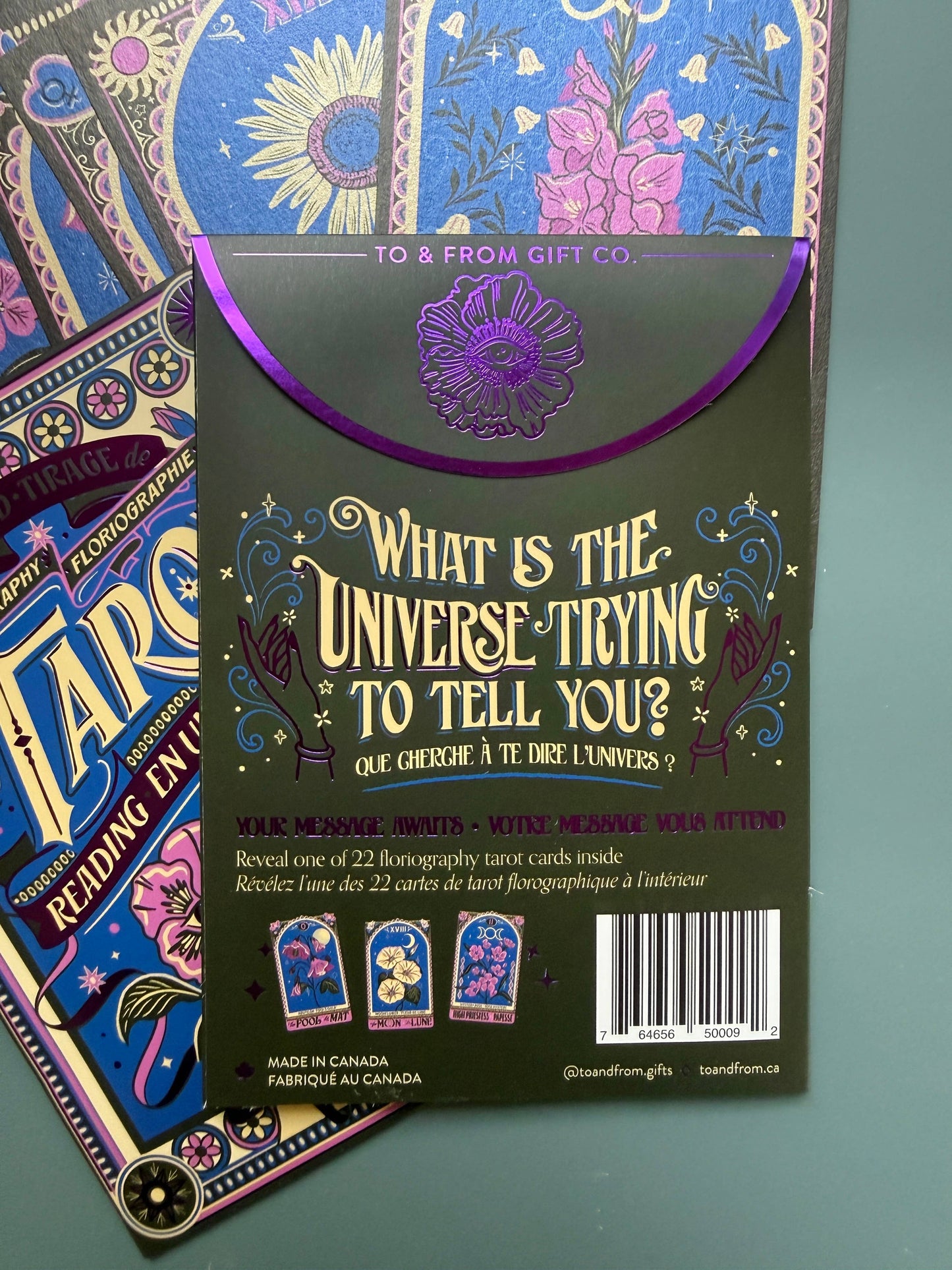 One-Card Floriography Tarot Card Reading with Purple Foil