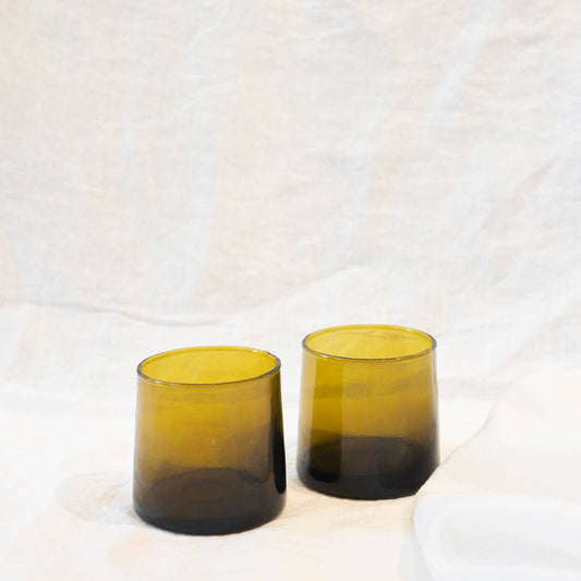 Moroccan Tumblers Bronze - 100% Hand blown Recycled Glass